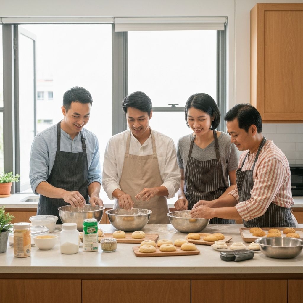 Host teaching a baking experience